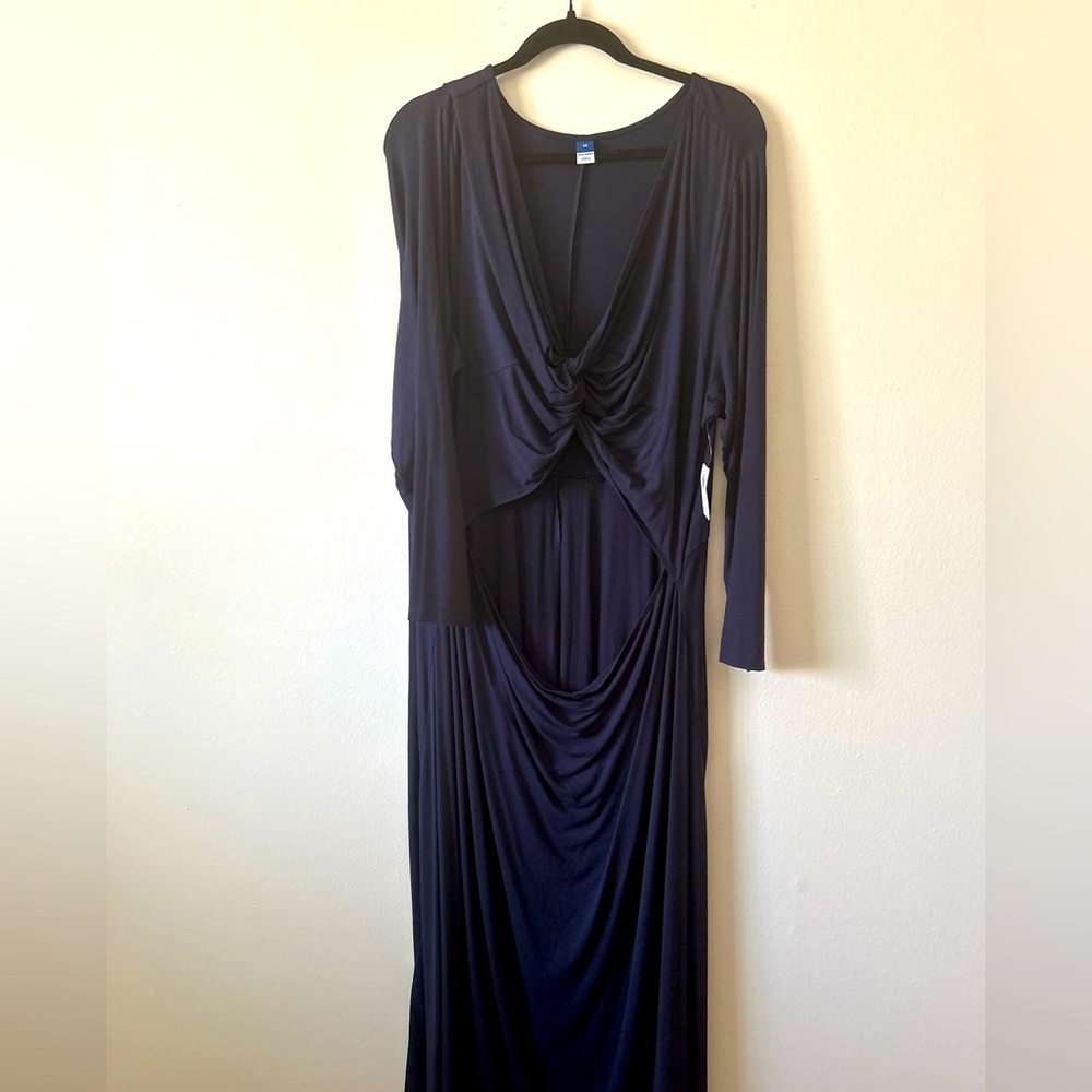 Old Navy Twist Front Dress Cut out Maxi Womens Plus Size 3x Stretch Knit Blue